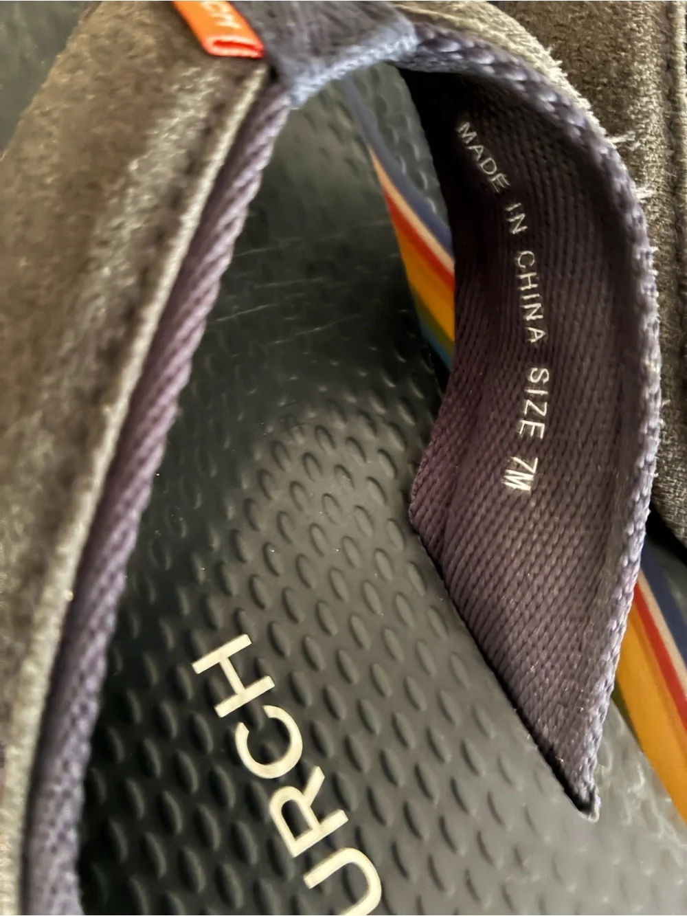 Tory Burch Navy Flip-Flop Sandals with Rainbow Stripe Midsole
